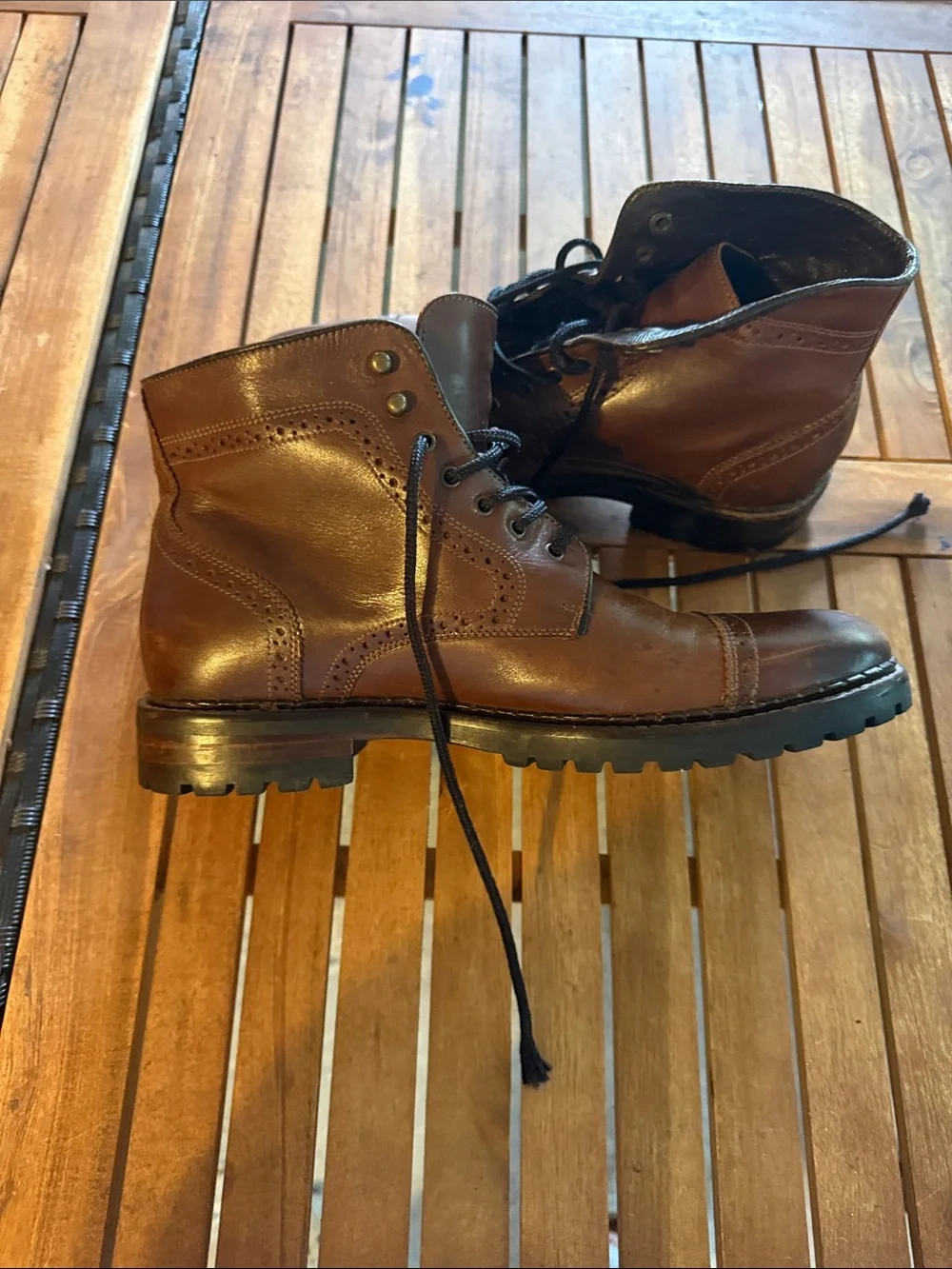 Men's Brown Leather Lace-Up Boots size 9m